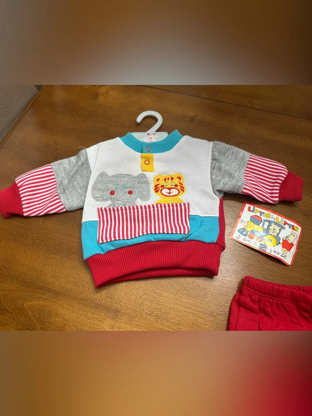 Vintage Embroidered Sweatshirt/Pant Animal 2 Piece Outfit Set NWT 0-6 Months